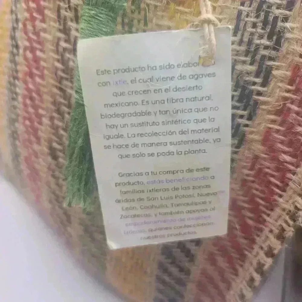 Ixtle Woven Bag By Cellulose And Fibsas Naturals Mexico Medium Size Colorful New - Picture 6 of 12